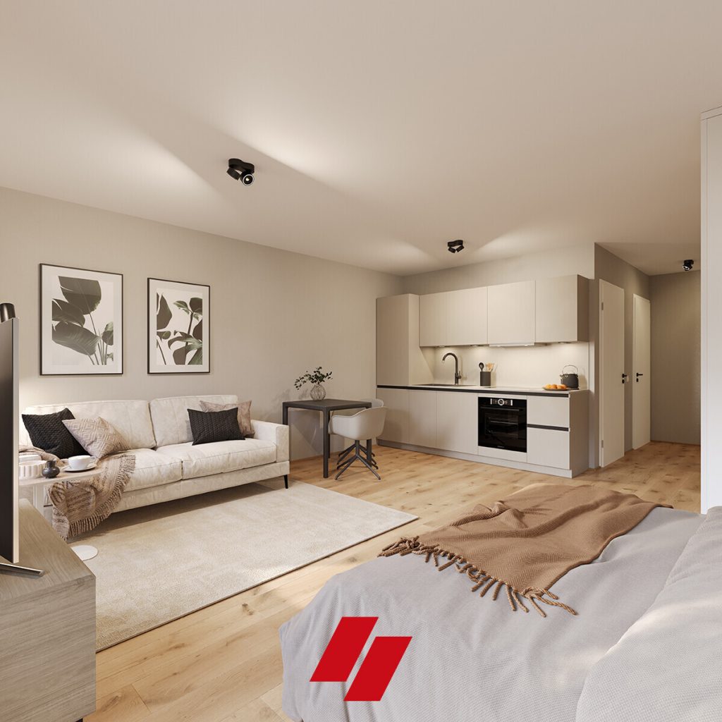 Neubau Erstbezug;  Exklusives und hochwertig ausgestattetes 1 Zimmer EG-Appartement in Haus B