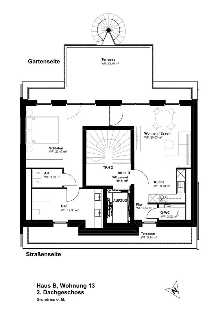 Penthouse Neubau Erstbezug:  Exklusives Leben über den Dächern Bremens, 2 Zimmer,in Haus B