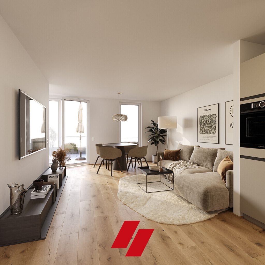 Neubau Erstbezug: Exklusive und hochwertig ausgestattete 2 Zimmer Wohnung im DG, 2 Balkone in Haus B