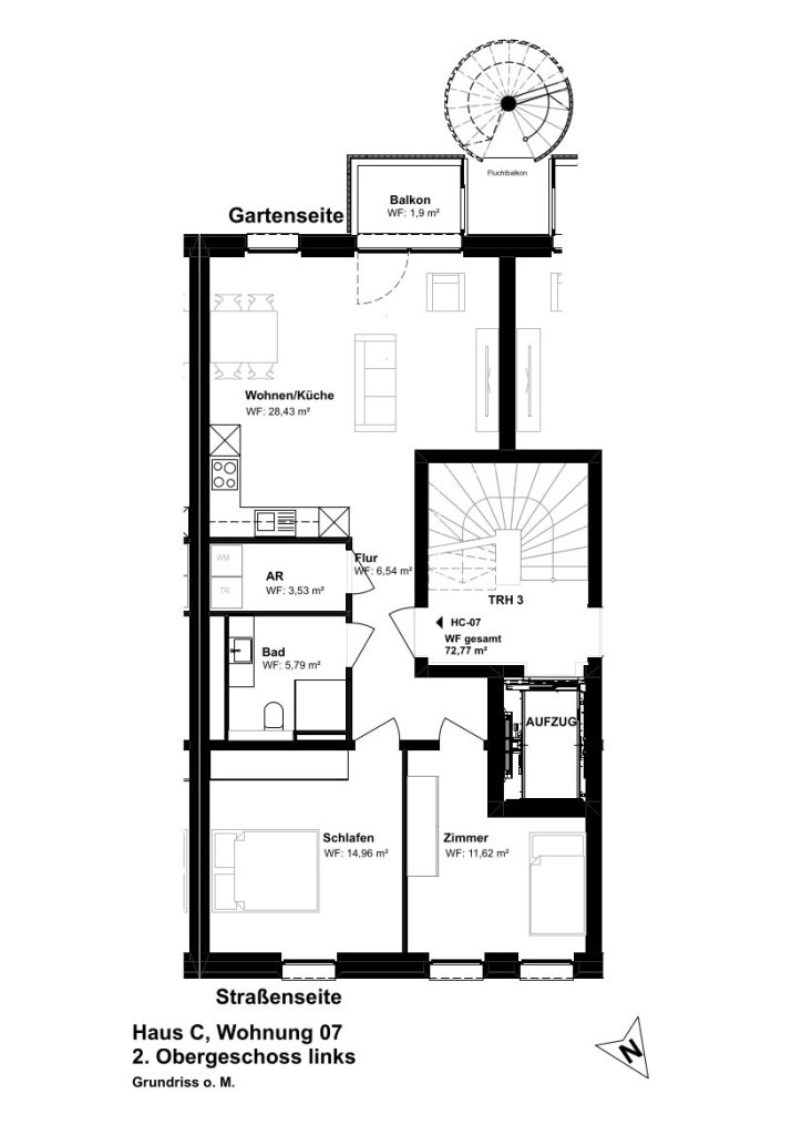 Neubau Erstbezug:  Exklusive und hochwertig ausgestattete 3 Zimmer Wohnung  im 1. OG - Haus C